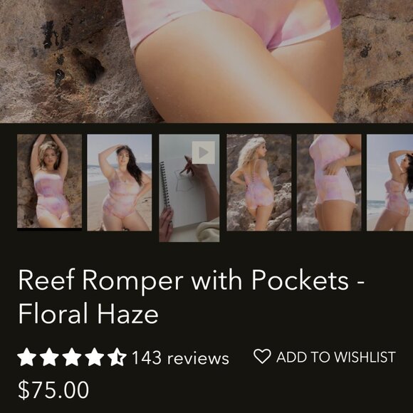 New Popflex Retro Mermaid Swimsuit Reef Romper Pockets Floral Haze Small S - Picture 6 of 6